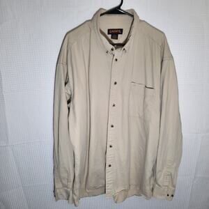 Vintage Galyan’s XXL Beige Shirt Heavyweight Cotton Outdoor Workwear Utility